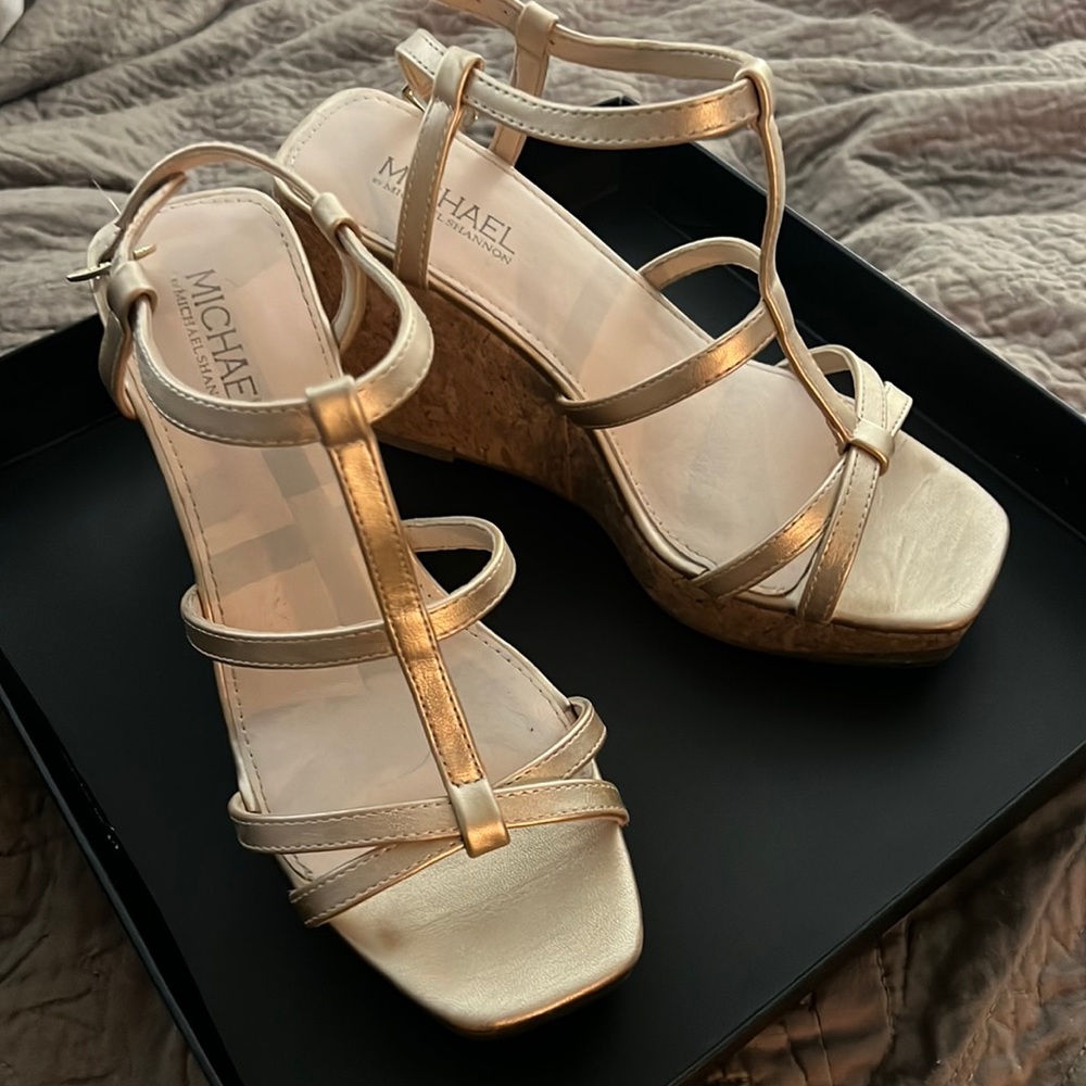 Michael by Michael Shannon gold wedges. Size 7. Gently used.